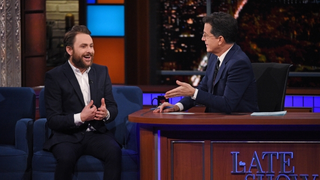 Charlie Day and Stephen Colbert on The Late Show (Image: CBS)